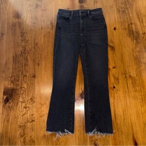 PAIGE Black Raw Frayed-Hem Boot Leg Jeans Size 31